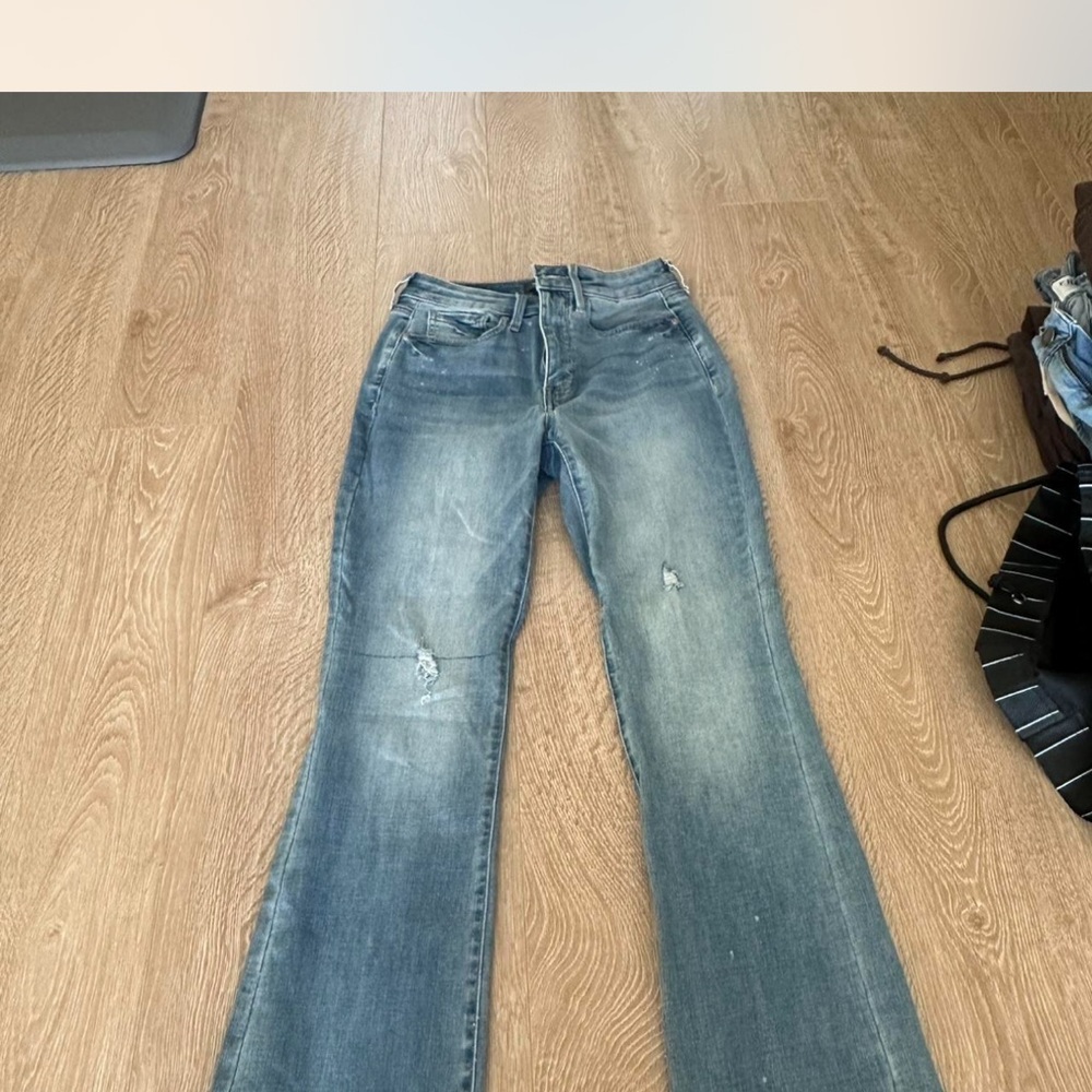 NYDJ Distressed Blue Flare Jeans